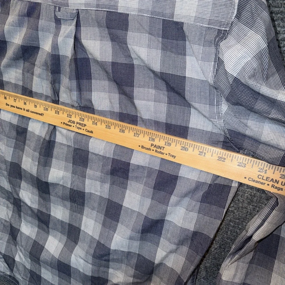 Haggar No Iron Mens Large Blue Plaid Wrinkle Resistant Button Down Long Sleeve